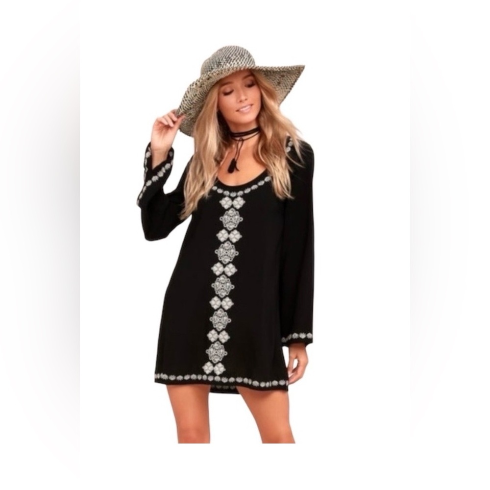 Lovestitch Black Dress with White Embroidery